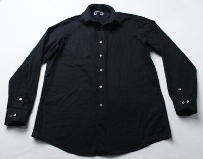 Club Room Men's Regular Fit L/S Dress Shirt LB3 Deep Black Medium (15-15.5)