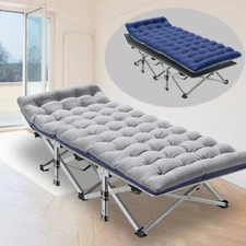 H&ZT Folding Camping Cot Sleeping Bed for Indoor Outdoor With Mattress Carry Bag
