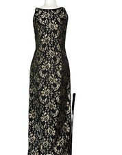 Vintage Jessica McClintock Dress 8 Black Gold Lace USA Maxi Prom Whimsigoth Y2K