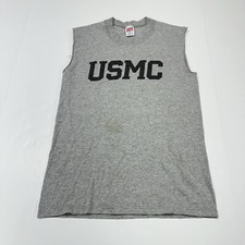 Vintage Soffe USMC Cut Off T-Shirt Gray Size Small Made In USA Single Stitch