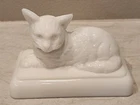 Rare Antique Westmoreland Cat Milk Glass Dish Top ONLY. No Bowl. 4"X6"