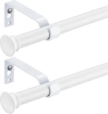 White Adjustable Steel Curtain Rods 28 to 48 inch with Hardware 2 Packs