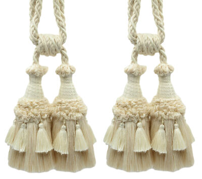 Décopro Quaste Zugband,Stil # TBEMP62,Farbe #W13 - Creme Elfenbein [ Set Mit 2]