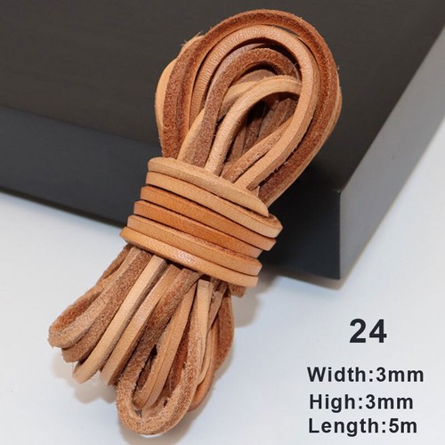 5 m Leather Cord Round Flat Rope String Necklace Bracelet Jewelry Cord Wire DIY - Picture 36 of 36