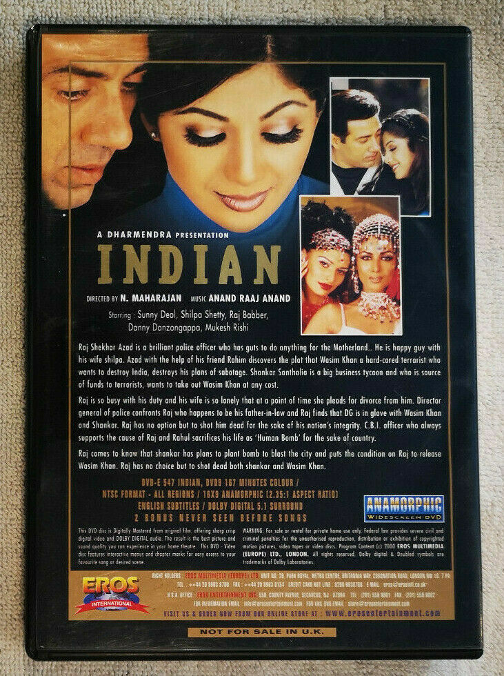Indian (DVD 2001) Sunny Deol N Maharajan**OUT OF PRINT