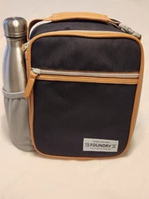 New Insulated Lunch Bag The Foundry w/ 2 Container & Metal Water bottle