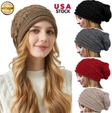 Oversize Knit Slouchy Baggy Beanie Winter Hat Unisex Fleece Slouchy Cap Gift USA