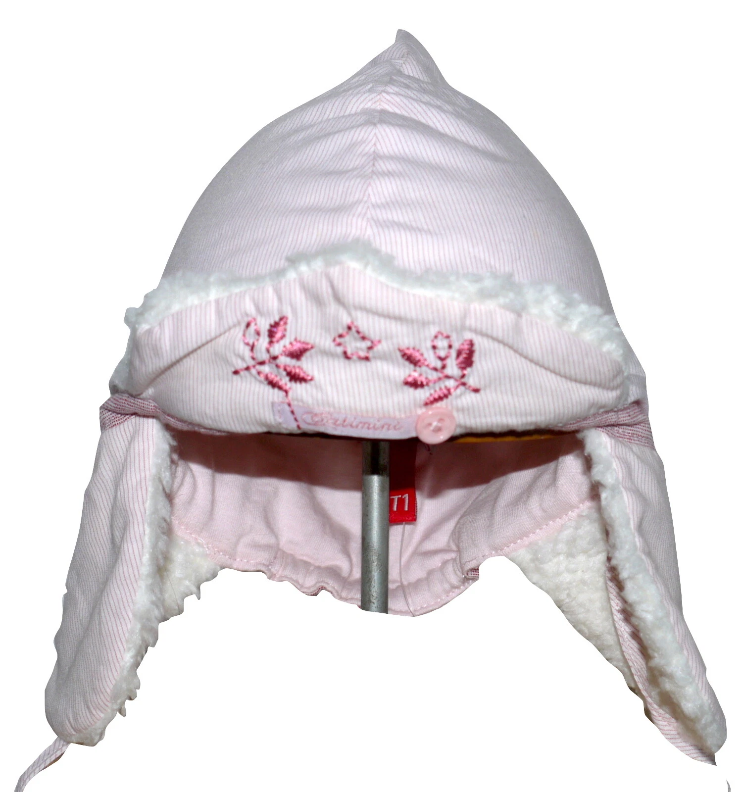 Catimini T0 0-6 Months Pink Stripe Hat and Mittens NWT SP £40
