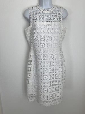 Lulus White Crochet Lace Lined Shift Dress Medium MIDI Spring Graduation  Spring | eBay