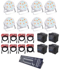  8 FARENHEIT FHB-118 LED RGB DMX LED PAR Can Wash Lights Controller Cables Bags