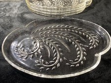 8 Clear Glass Plates Cool Design 10.5  X 7.5  