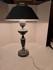 MCM Lamp, Metal Shade, 25 In Tall, Tested Works!, Flowers, Retro  