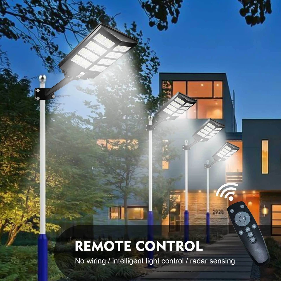 Luz de calle solar LED resistente a la intemperie 1000W 600W 90000000LM lámpara de carretera amanecer contra el polvo + poste Foto 4 de 4