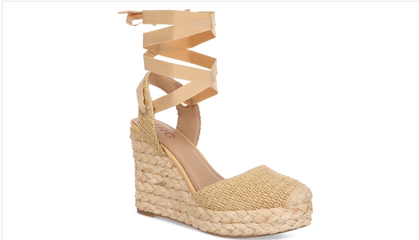 I.n.c. International Concepts Women's Maisie Lace-up Espadrille Wedge Sandals,