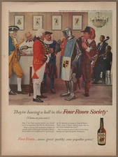 1958 Four Roses Whiskey Halloween Vintage Print Ad Costume Party