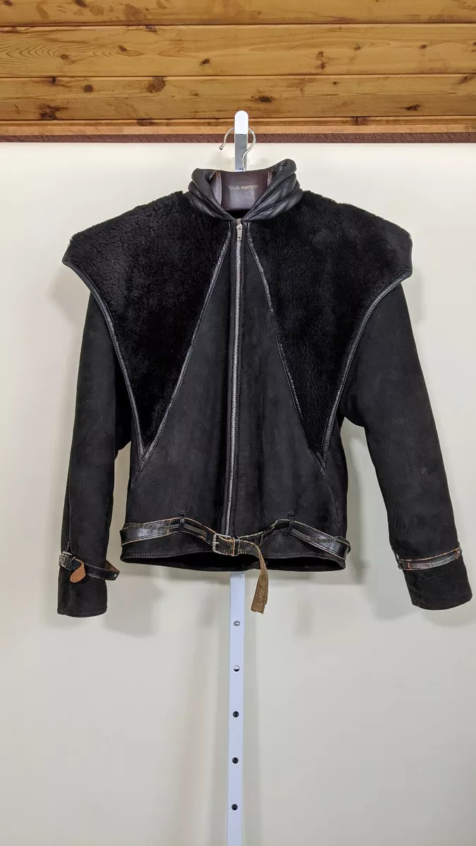 Gianni Versace Archive Vintage 80s Shearling Leather Chain Belt Jacket
