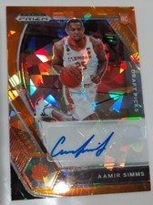 2021-22 Panini Prizm Draft Picks Orange Ice Aamir Simms #DP-ASI Auto
