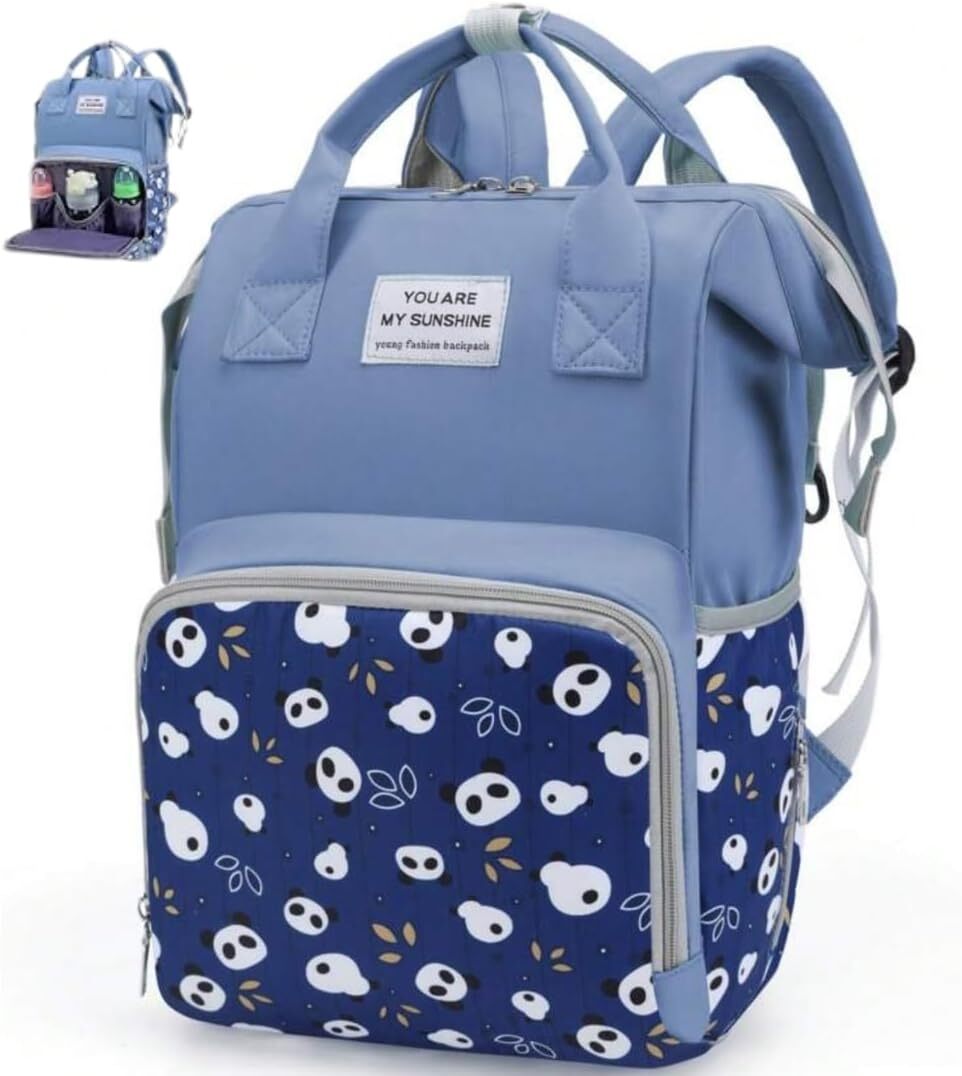 Blue Diaper Backpack for Baby Boys & Moms - Compact & Stylish-image