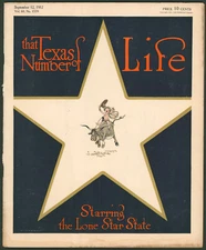 Life Magazine September 12 1912 Texas Issue~The Lone Star State~Rea Irvin Art