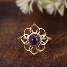 Purple Amethyst Ring, Natural Amethyst Ring, 925 Solid Sterling Silver Ring, Gem