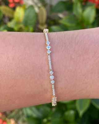 5 Ct Round Cut Simulated Diamond Women's Tennis Bracelet 14k Yellow Gold Plated