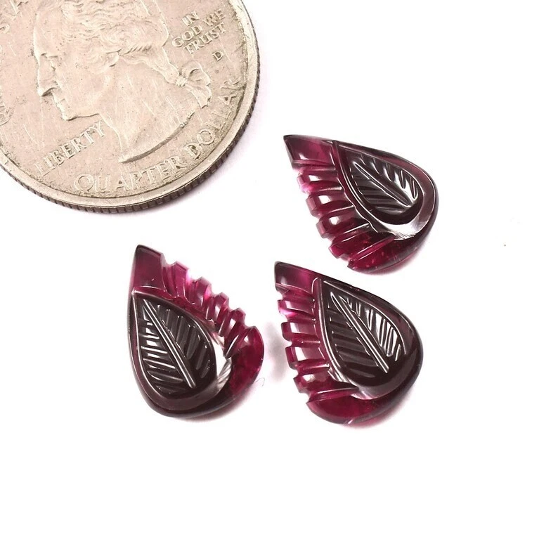 Loose Gemstone Natural Certified Bio Tourmaline Hand Carved Fancy Pear A1049 - Image 2 of 3