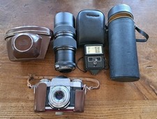 Vintage Zeiss Ikon Contaflex Camera W/Cover  Accessories See Photos