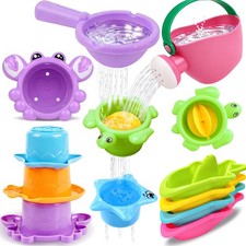 10 Pcs Bath Toys for Kids Ages 1-3, Bathtub  Pool Water 7 inches, Colorful