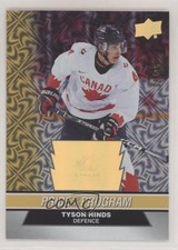 2023 Team Canada Juniors Gold Patterned Foilboard 8/25 Tyson Hinds #64 0v41