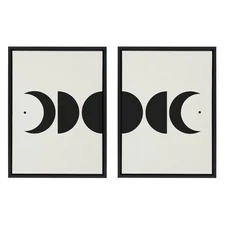 Sylvie Modern Geometric Moon Phases Framed Canvas Wall Art Set by The Creativ...