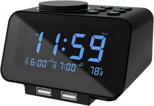 Digital Dual Alarm Clock Radio - 0-100 Dimmer with Weekday/Weekend Mode, 6 Soun