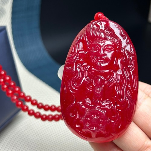 Ciondolo e collane amuleto giadeite giada rosso ghiaccio naturale certificato - Foto 2 di 9