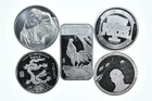 Lot 5 VINTAGE 1 Oz Silver Bars/Rounds Art Bars Collection Poured .999 *586