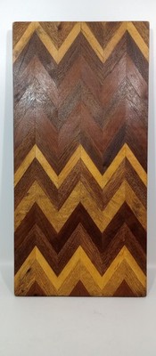 Artisan Exotic Multi-Wood CHEVRON Striped Cutting Charcuterie Board Serving Tray