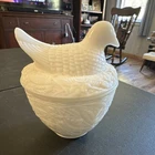 Vintage Avon Milk Glass Hen on Nest Covered Dish 1970's Chicken White...