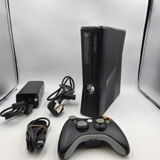Microsoft Xbox 360 Slim 4GB Matte Black Console With Controller Cables Tested