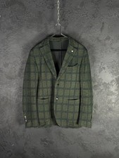 L.B.M. 1911 Olive Green Check Wool-Blend Men  s Blazer 48 R