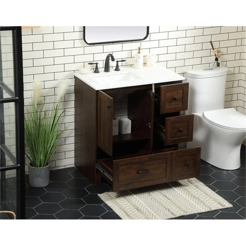 Elegant Decor Soma 32" Aluminum MDF Single Bathroom Vanity in Expresso - Picture 8 of 8