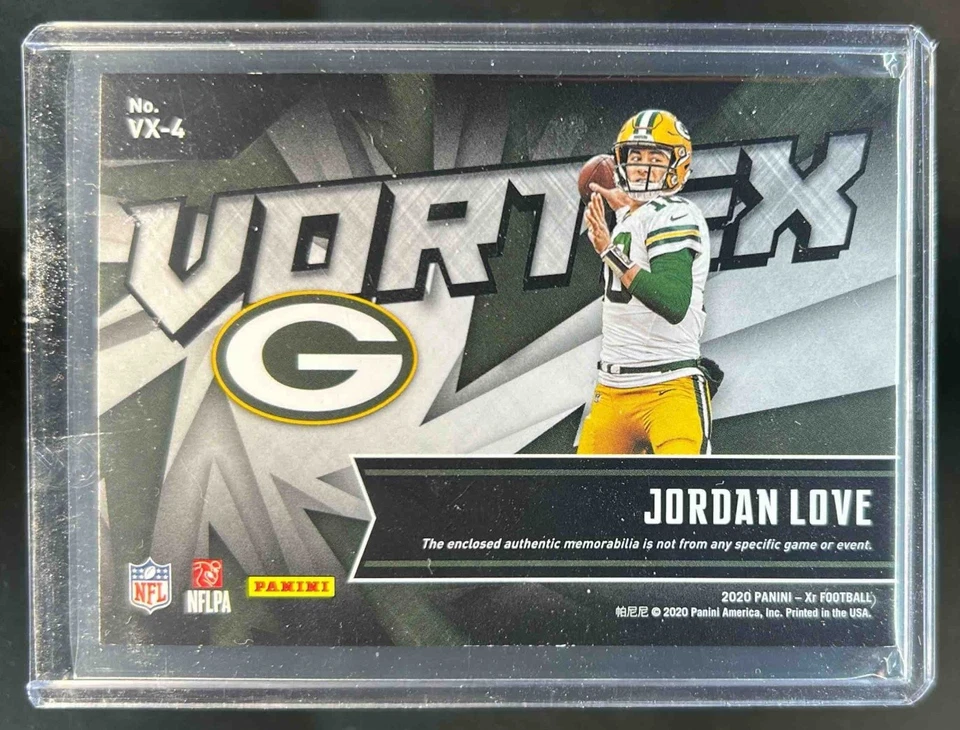 2020 Panini XR Jordan Love Vortex Jersey Blue Rookie RC #/49 Packers - Image 2 of 2