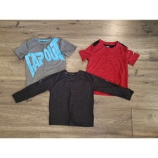 Boys Athletic Tops Bundle of 3 Shirts Red Grey 4-5T Toddler Long Short Sleeve