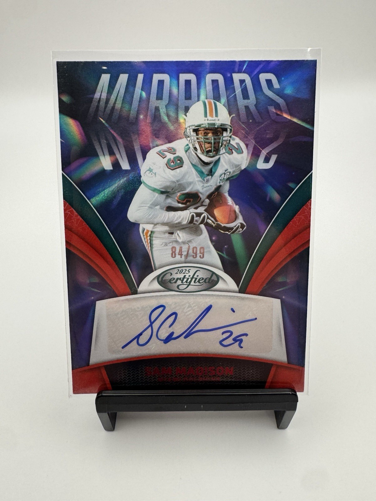 Panini 2025 Certified Mirror Signatures Sam Madison Dolphins MS-SMA Red Auto /99