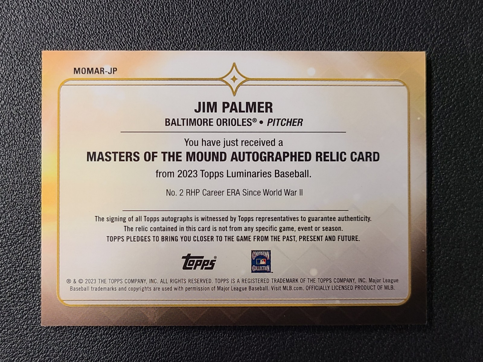 Jim Palmer 2023 Topps Luminaries Black Patch Autograph HOF One Of One 1/1 READ view 8