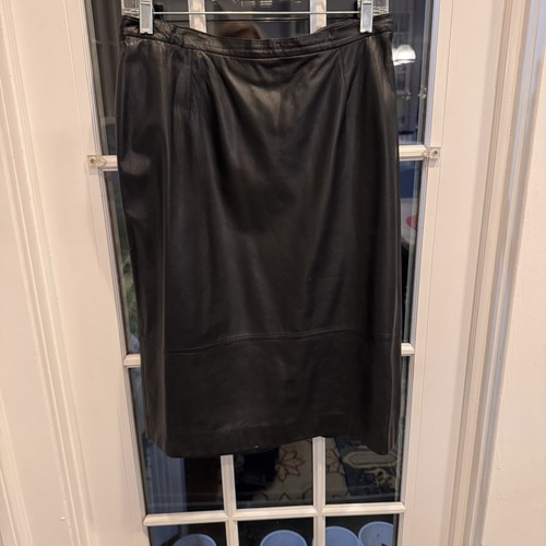 Michael Kors Women’s Genuine Black Leather Pencil Skirt Size S - Picture 4 of 12