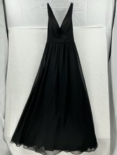 Azazie Womens Ruched Chiffon Long Gown Dress Sze A4 Black Formal Prom Party City