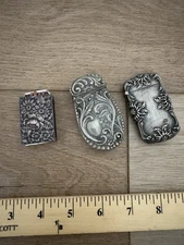 Antique Match Safe Lot Of 3 Silver Vesta Scrolls Art Nouveau