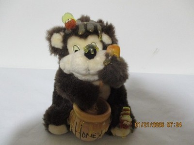 Vintage 1994 Orzek Grizzly Honey Bear Plush Stuffed w/Honey Pot/Honey/Bees