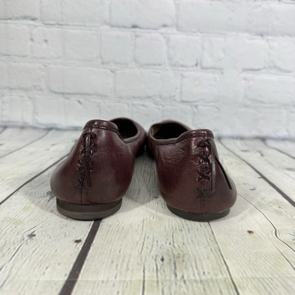 Zapatos planos de ballet Frye Regina para mujer talla 9,5 de cuero borgoña sin cordones Foto 4 de 4