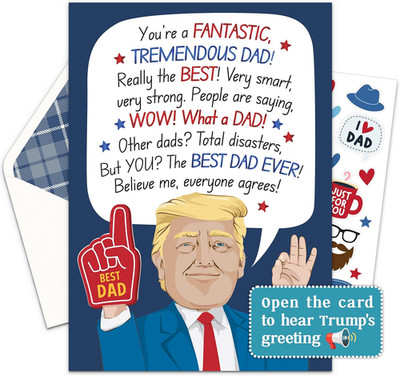 Decorably Red and Blue Foil 5x7in Funny Talking Donald Trump Fathers Day Card wi