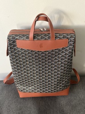 Goyard Women s Medium Backpack Brown Goyardine Logo Zip Top Handle Silver