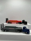 Pair Vintage Hot Wheels Truck– Semi Flatbed Trailer Haulers, Black and Blue!  09
